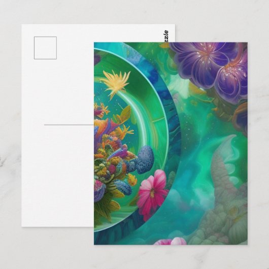 Floral Abstracte tuin Briefkaart (Voorkant / Achterkant)