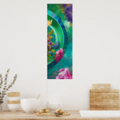 Floral Abstracte tuin Poster (Keuken)