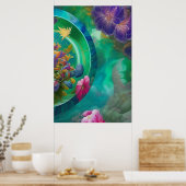 Floral Abstracte tuin Poster (Keuken)