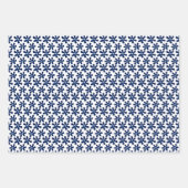 Floral Abstracte Waterverf Indigo Blue White Inpakpapier Vel (Voorkant 3)