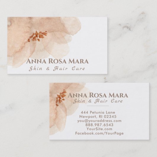 *~* Floral Abstracte Zachte Beige Peach Waterverf Visitekaartje (Voorkant / Achterkant)