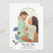 Floral Accent Arch Shaped Photo Save the Date Kaart (Voorkant / Achterkant)