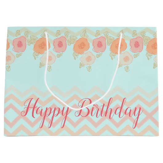 Floral Accented Patterned Groot Cadeauzakje (Voorkant)