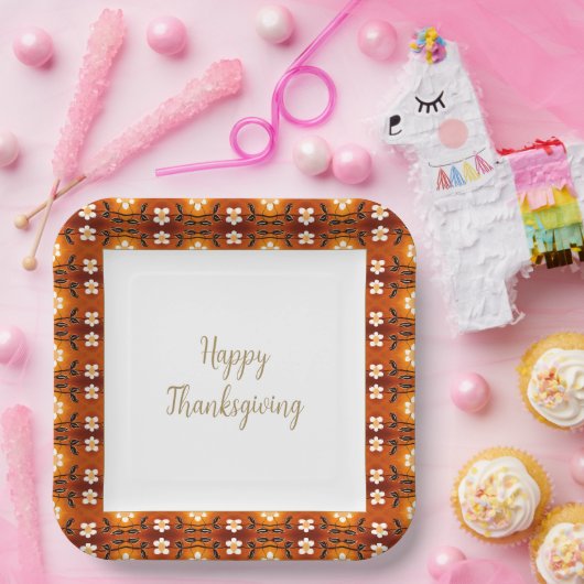 Floral Accented Patterned Papieren Bordje (Feest)