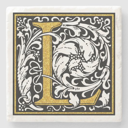 Floral-accessoires voor zwart en goudglitter stenen onderzetter (Voorkant)