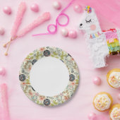 Floral achtergrond 2 papieren bordje (Feest)