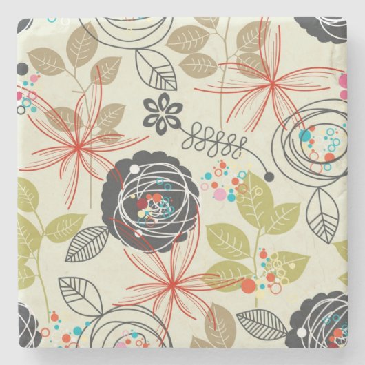 Floral achtergrond 2 stenen onderzetter (Voorkant)