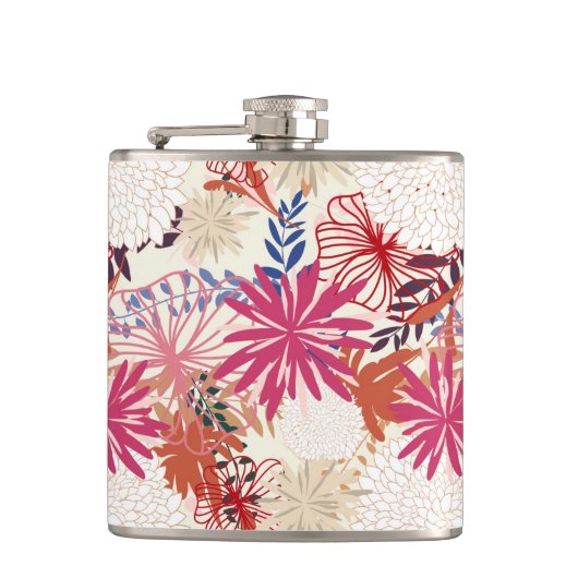 Floral achtergrond 3 heupfles (Voorkant)