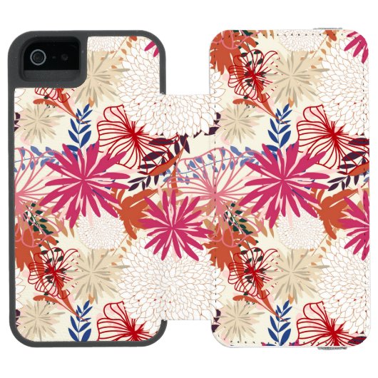 Floral achtergrond 3 incipio iPhone portemonnee hoesje (Agenda Open)
