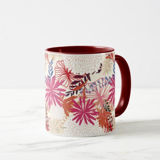 Floral achtergrond 3 mok (Voorkant rechts)