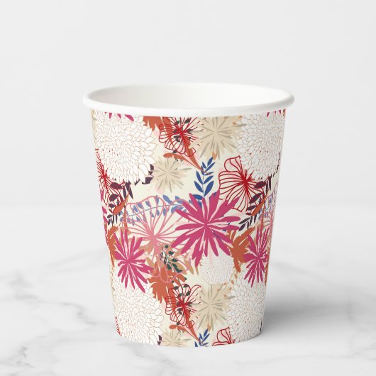 Floral achtergrond 3 papieren bekers (Achterkant)