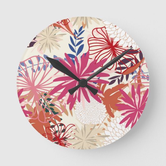 Floral achtergrond 3 ronde klok (Voorkant)