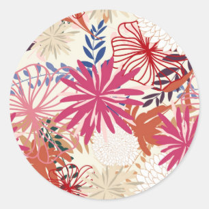 Floral achtergrond 3 ronde sticker
