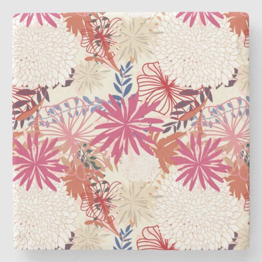 Floral achtergrond 3 stenen onderzetter (Voorkant)