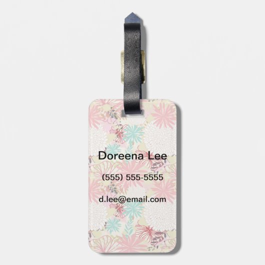 Floral achtergrond 4 bagagelabel (Achterkant verticaal)