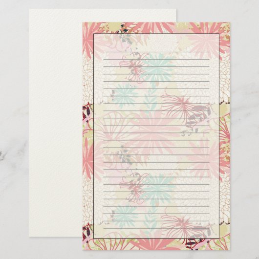 Floral achtergrond 4 briefpapier (Voorkant / Achterkant)