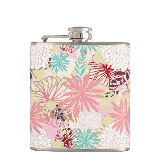 Floral achtergrond 4 heupfles (Voorkant)