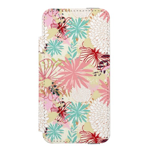 Floral achtergrond 4 incipio iPhone portemonnee hoesje (Voorkant Agenda)