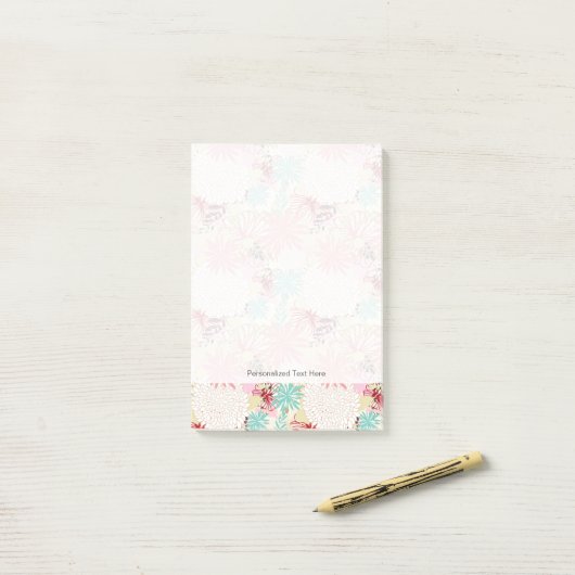 Floral achtergrond 4 post-it® notes (Op bureau)