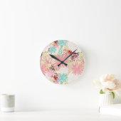 Floral achtergrond 4 ronde klok (Huis)