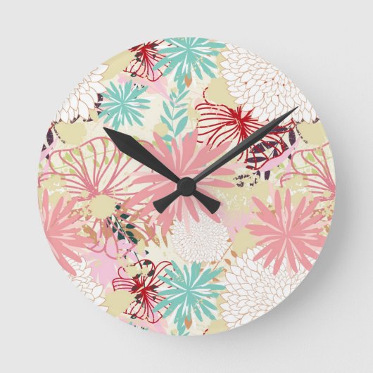 Floral achtergrond 4 ronde klok (Voorkant)