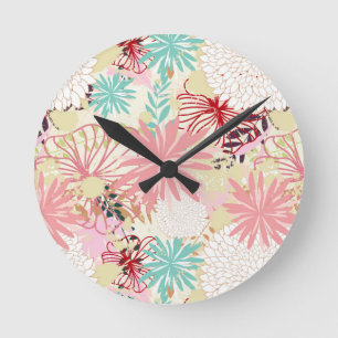 Floral achtergrond 4 ronde klok