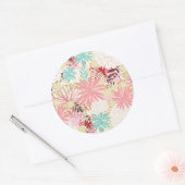 Floral achtergrond 4 ronde sticker (Envelop)