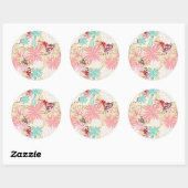 Floral achtergrond 4 ronde sticker (Vel)