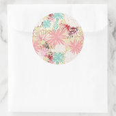 Floral achtergrond 4 ronde sticker (Tas)