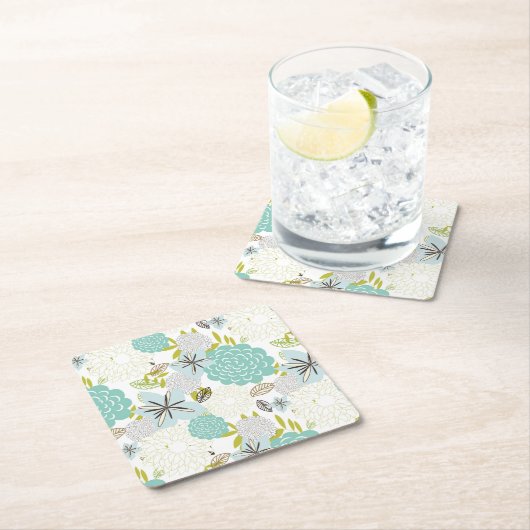 Floral achtergrond 5 kartonnen onderzetters (Insitu)