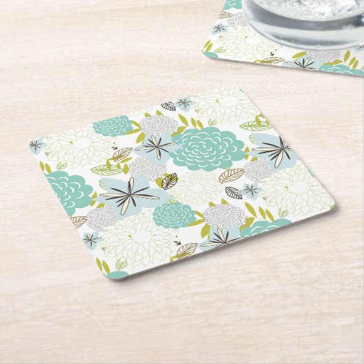 Floral achtergrond 5 kartonnen onderzetters (Schuin)