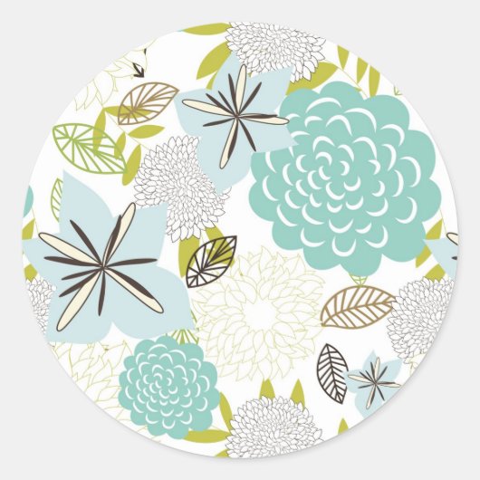 Floral achtergrond 5 ronde sticker (Voorkant)