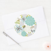 Floral achtergrond 5 ronde sticker (Envelop)