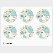 Floral achtergrond 5 ronde sticker (Vel)