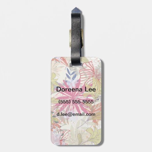 Floral achtergrond 6 bagagelabel (Achterkant verticaal)