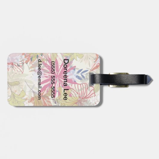 Floral achtergrond 6 bagagelabel (Achterkant horizontaal)