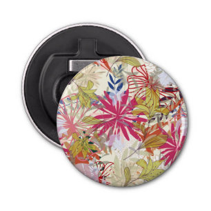 Floral achtergrond 6 button flesopener