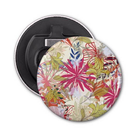 Floral achtergrond 6 button flesopener (Voorkant)