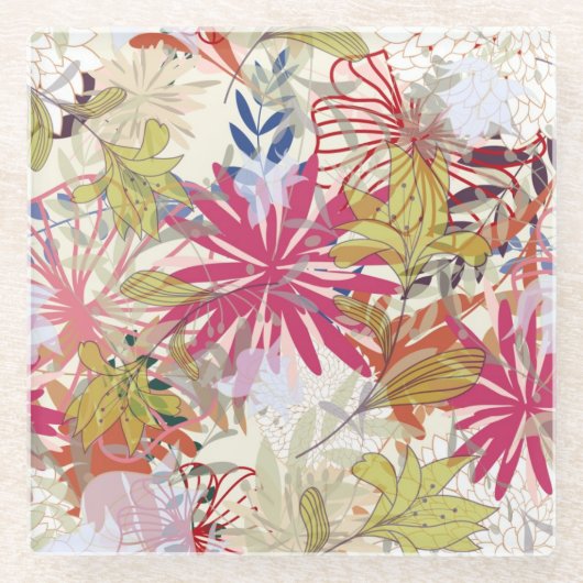 Floral achtergrond 6 glazen onderzetter (Voorkant)