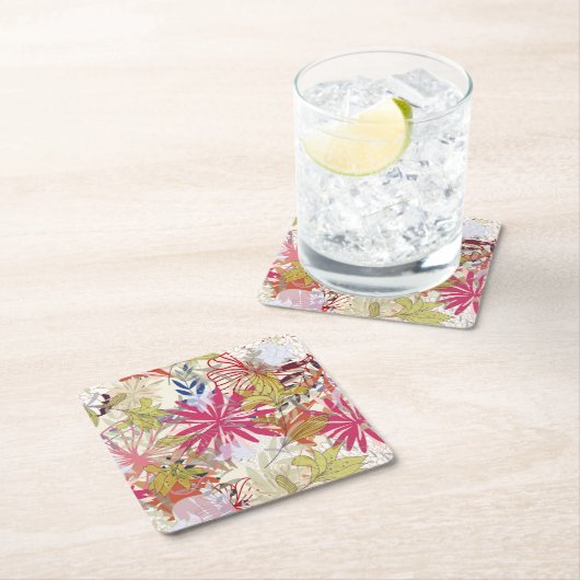 Floral achtergrond 6 kartonnen onderzetters (Insitu)