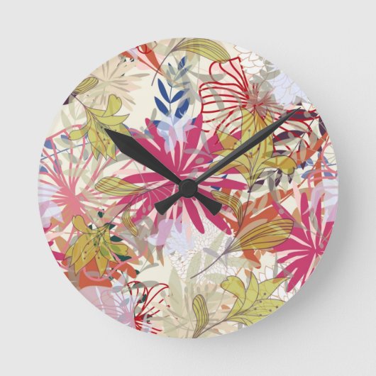 Floral achtergrond 6 ronde klok (Voorkant)