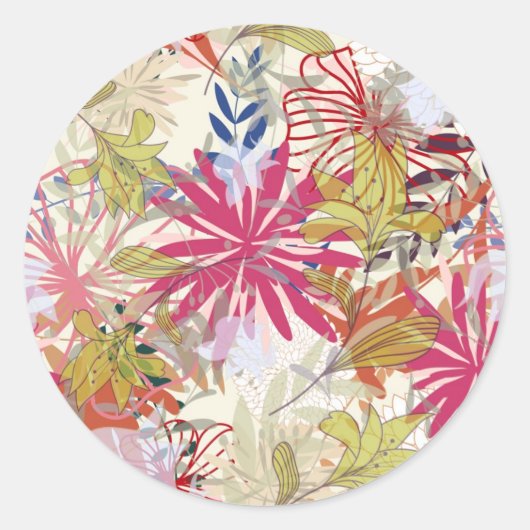 Floral achtergrond 6 ronde sticker (Voorkant)