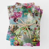 Floral Achtergrond Meerkleurig Blauwgroen Inpakpapier Vel (In situ)