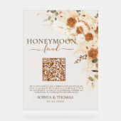 Floral Acryl Honeymoon Fund QR Code Wedding Acryl Bord (Voorkant)