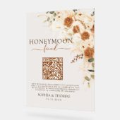 Floral Acryl Honeymoon Fund QR Code Wedding Acryl Bord (Hoek)