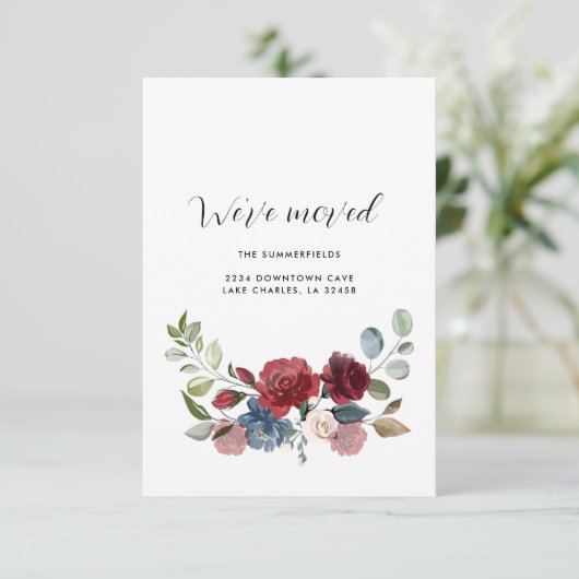 Floral Address Change Update Bewegende aankondigin (Staand voorkant)