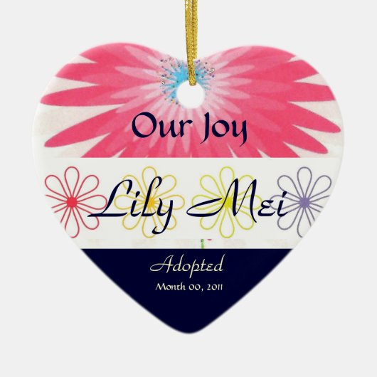 Floral Adoption Announcement Keepslag Keramisch Ornament (Voorkant)