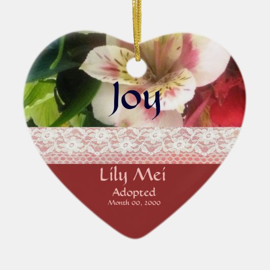Floral Adoption Announcement Keepslag Keramisch Ornament (Voorkant)
