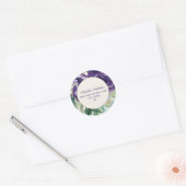 Floral adres Paarse blauwe Waterverf Ronde Sticker (Envelop)
