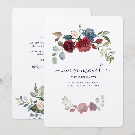 Floral adreswijziging Verhuisaankondiging Notitiekaartje (Voorkant / Achterkant)